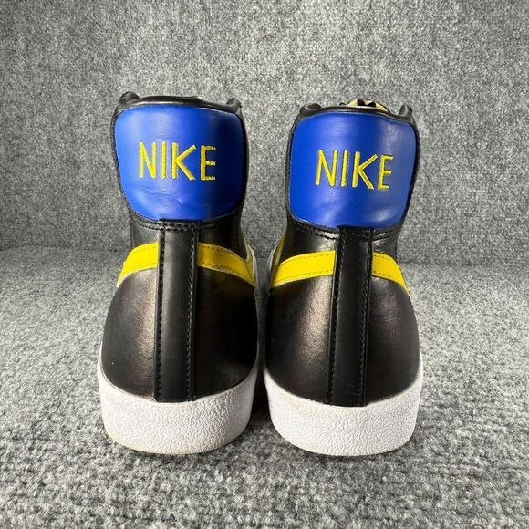 Nike Blazer Mid Mens 13 Shoes Black Blue Yellow Athletic Sneakers Peace Love - Picture 5 of 11